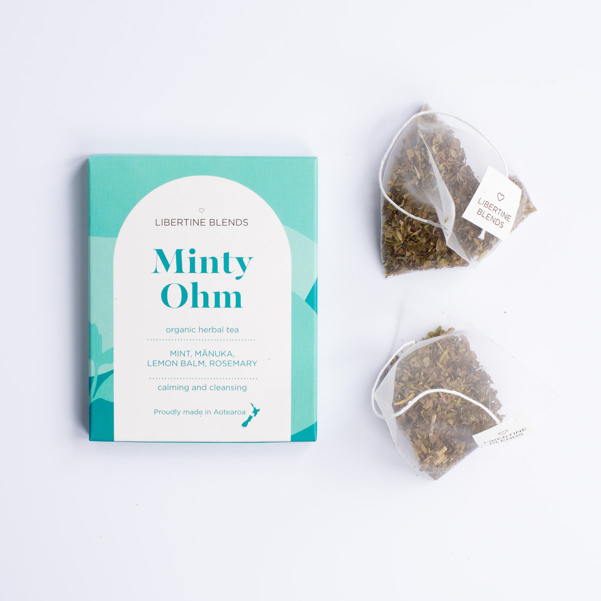 Minty Ohm – peppermint tea, mānuka, lemon balm, rosemary
