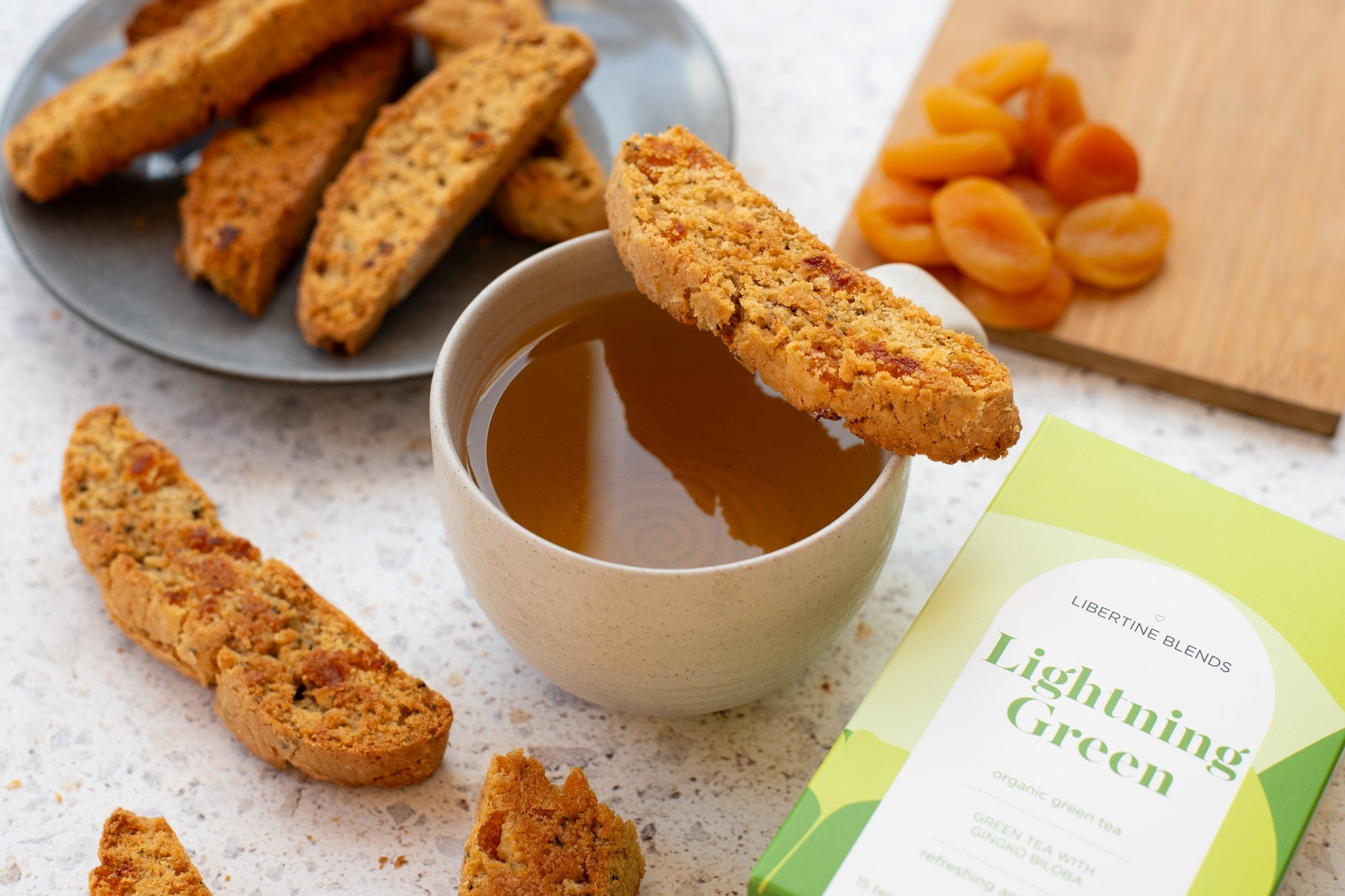 Green Tea and Apricot Biscotti