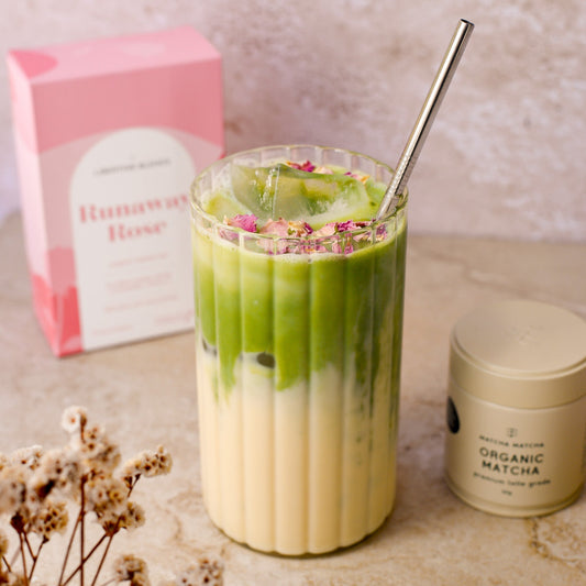 Matcha Rose Iced Latte