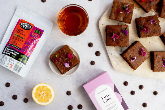Earl Grey Brownies with Lemon Drizzle