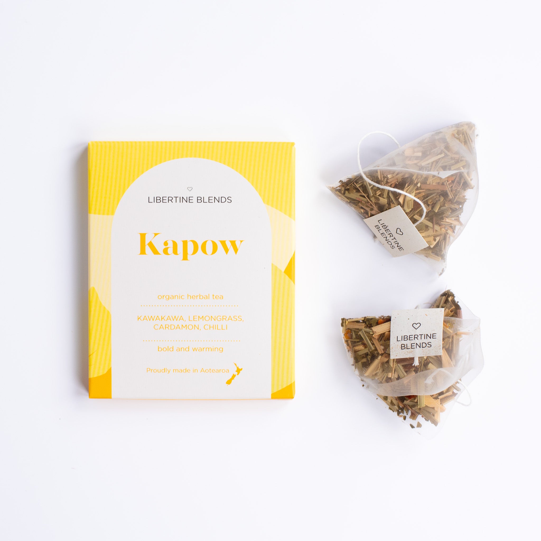Kapow herbal tea – kawakawa, lemongrass, cardamon, chilli