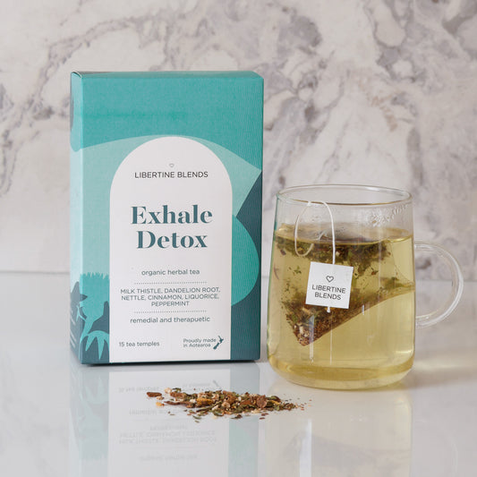 Exhale Detox herbal tea – dandelion root, milk thistle, nettle, peppermint, cinnamon, liquorice