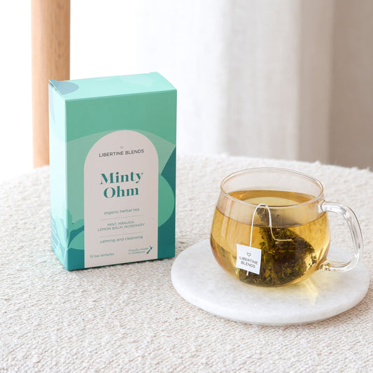 Minty Ohm – peppermint tea, mānuka, lemon balm, rosemary