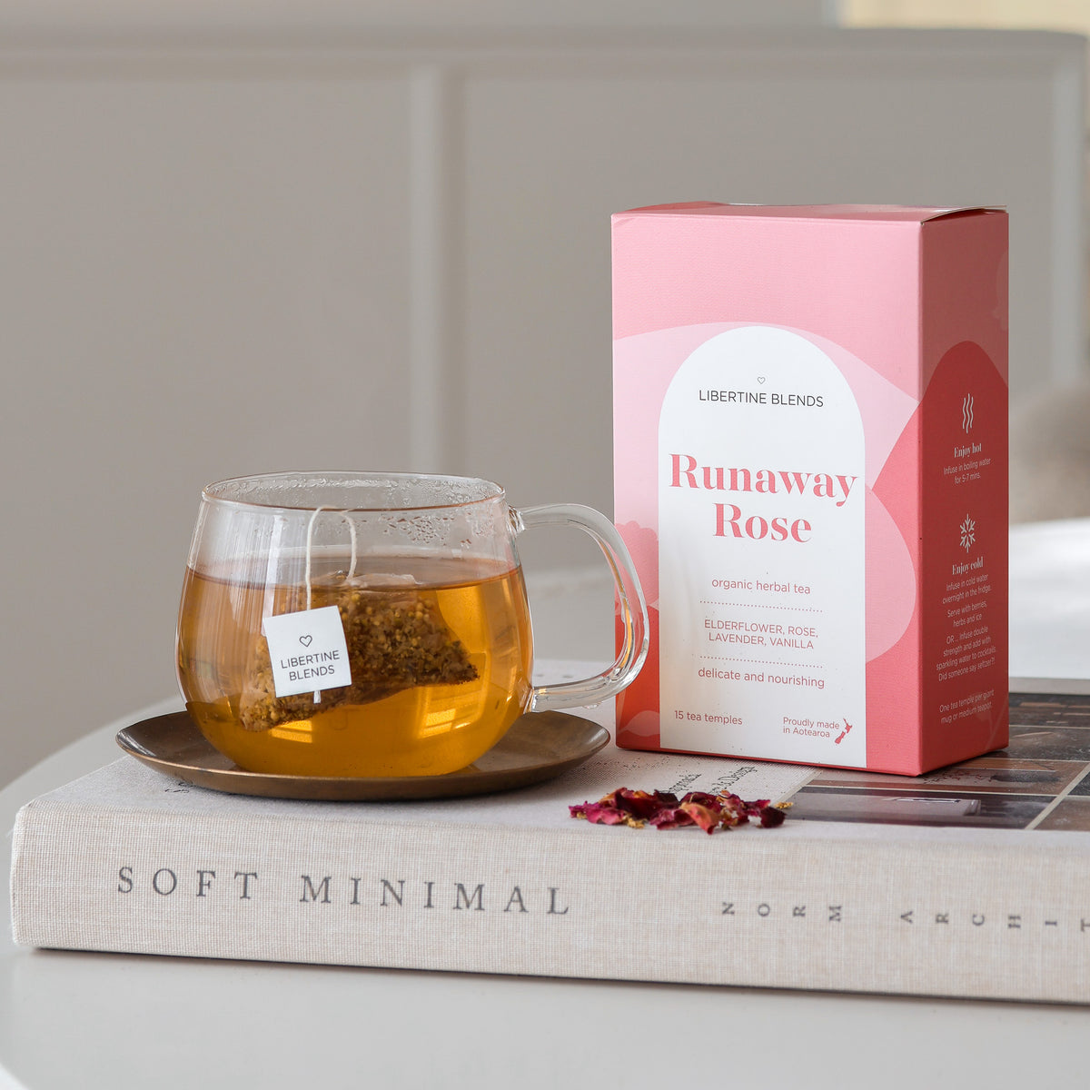 Runaway Rose herbal tea – elderflower, rose, lavender, vanilla