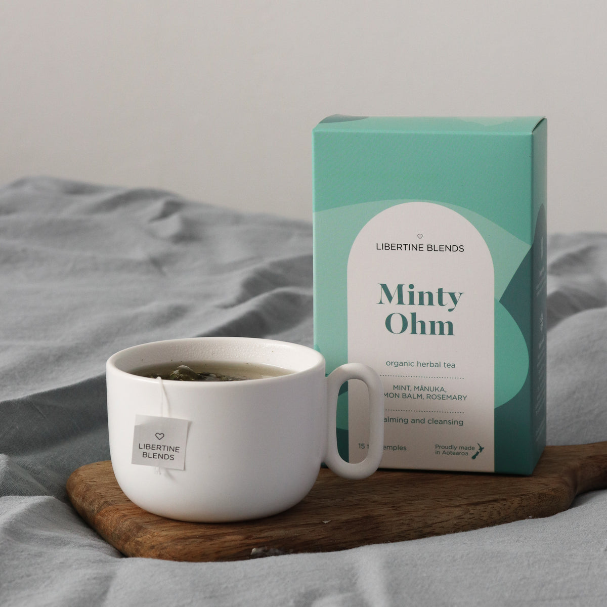 Minty Ohm – peppermint tea, mānuka, lemon balm, rosemary